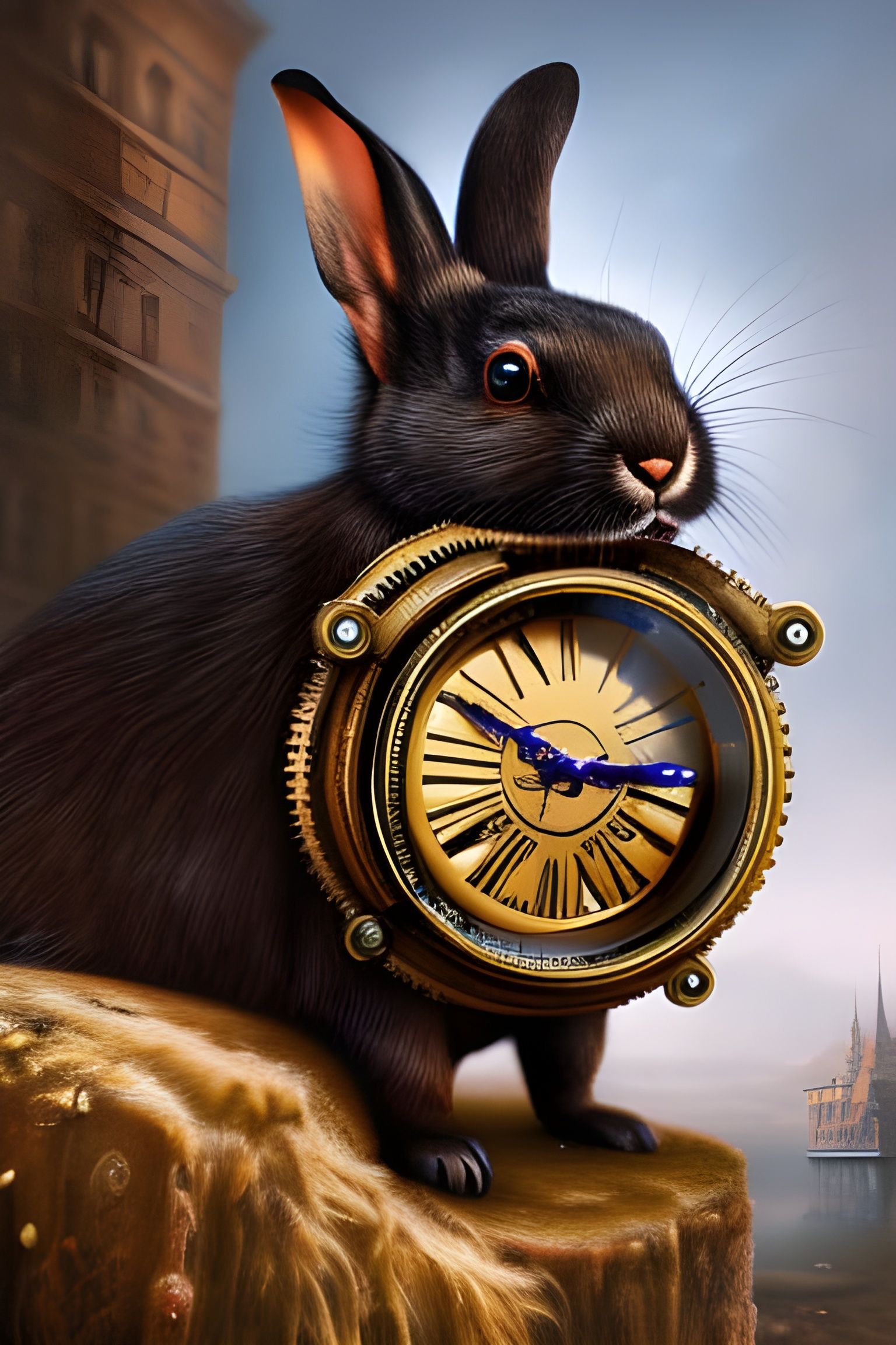 rabbit holding clock