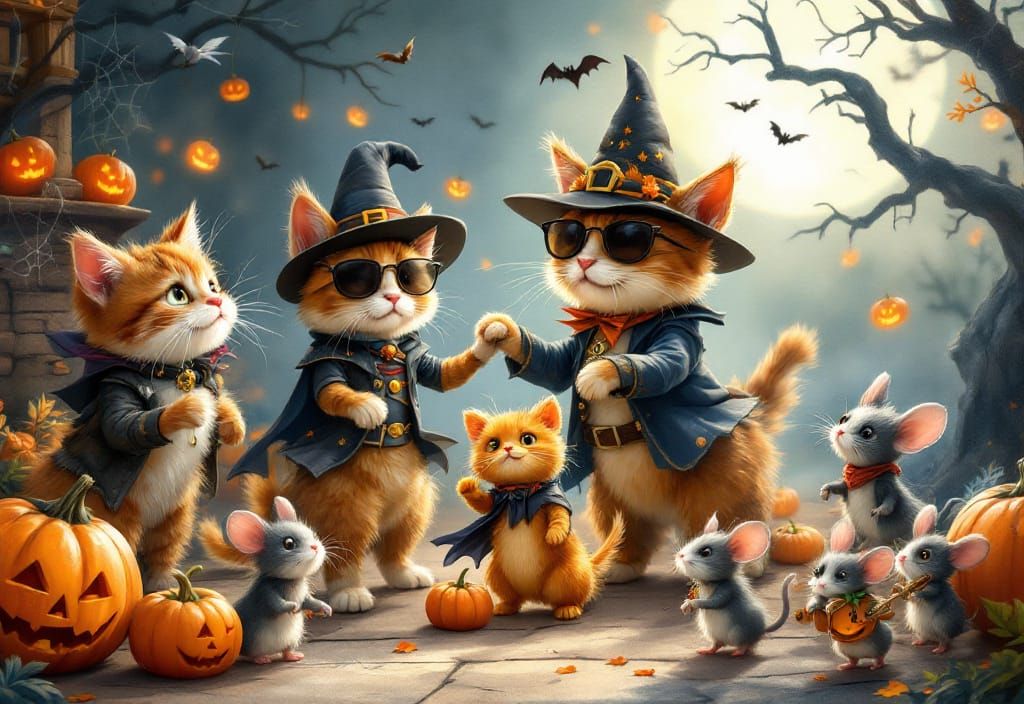 Halloween Animal Party: Cats and Dogs Dancing