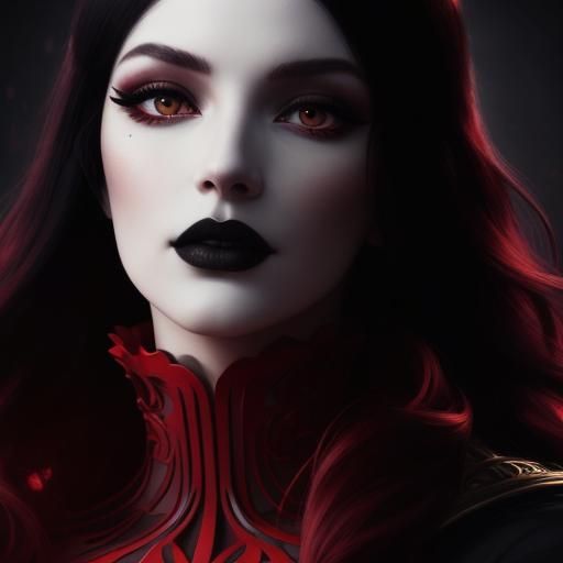 Realistic portrait of an ethereal gothic beauty with wavy cr...