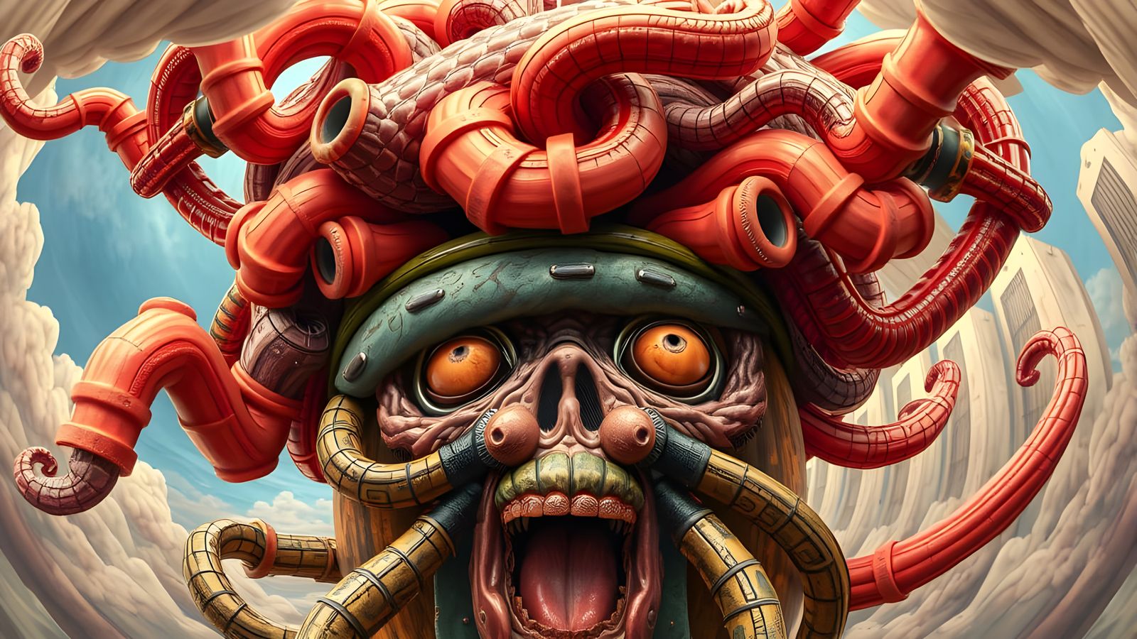 Boschian Creature in a Vortex of Red