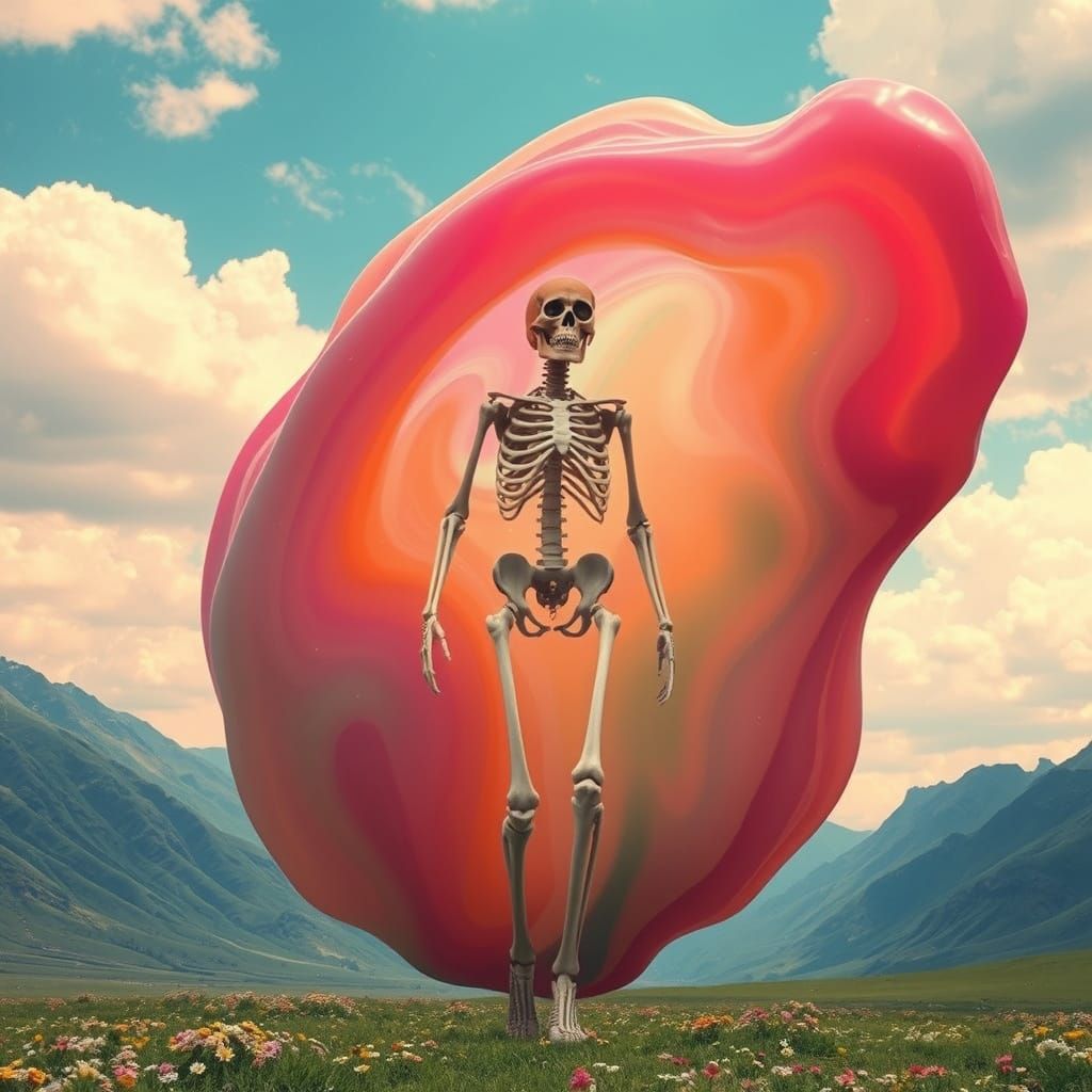 Giant Multicolored Slime Creature in Valley