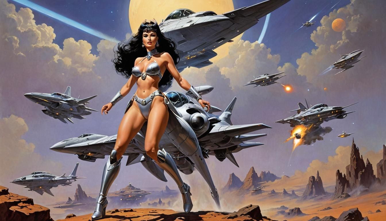 Heroic Starship Commander in Sci-Fi Style