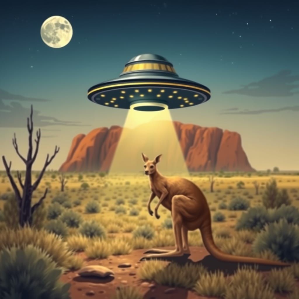 Mysterious UFO Over Australian Outback Landscape