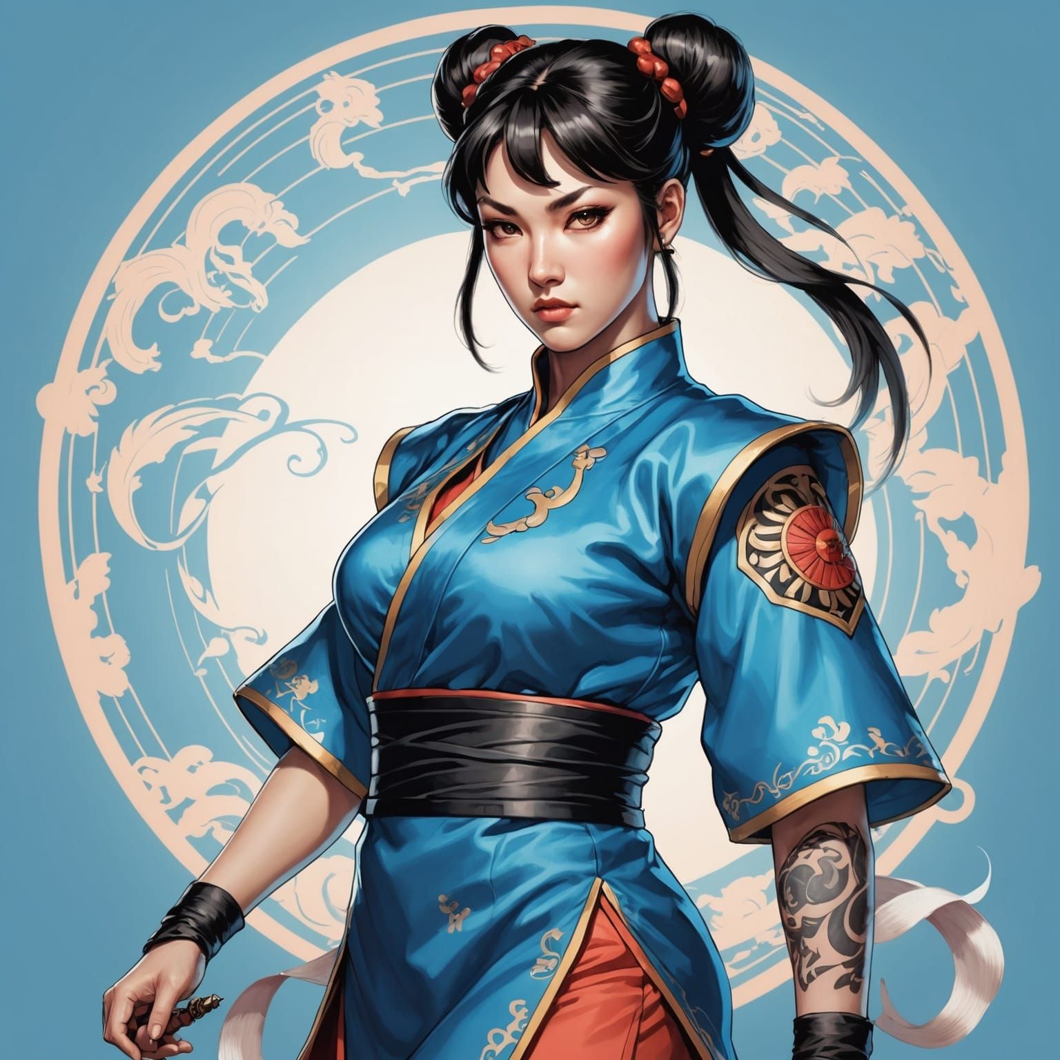 Chun Li in Traditional Dress with Monochromatic Shadows