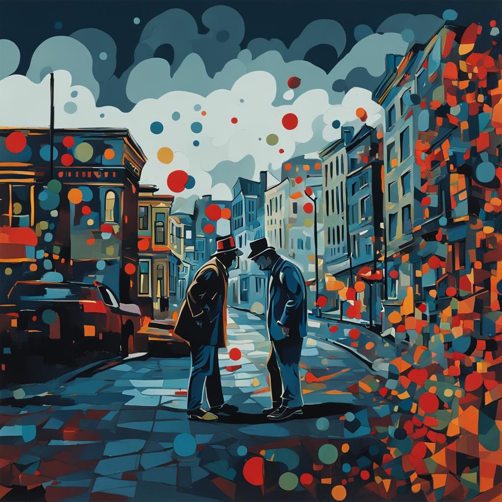 Men Kissing in Halifax: Abstract Art with Details