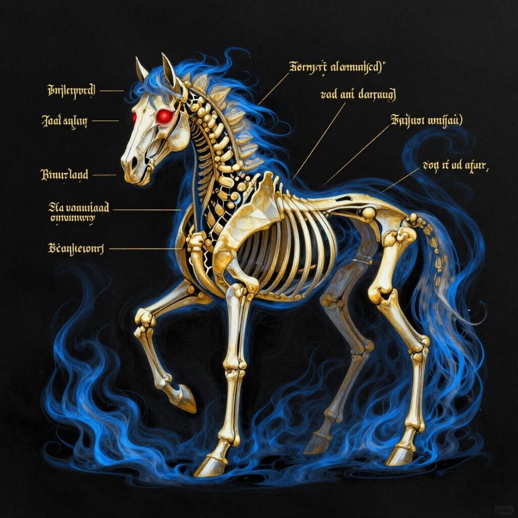 Diamond Skeleton Horse with Glowing Gold Details