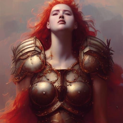 Goddess of Love and War in Ornate Armor