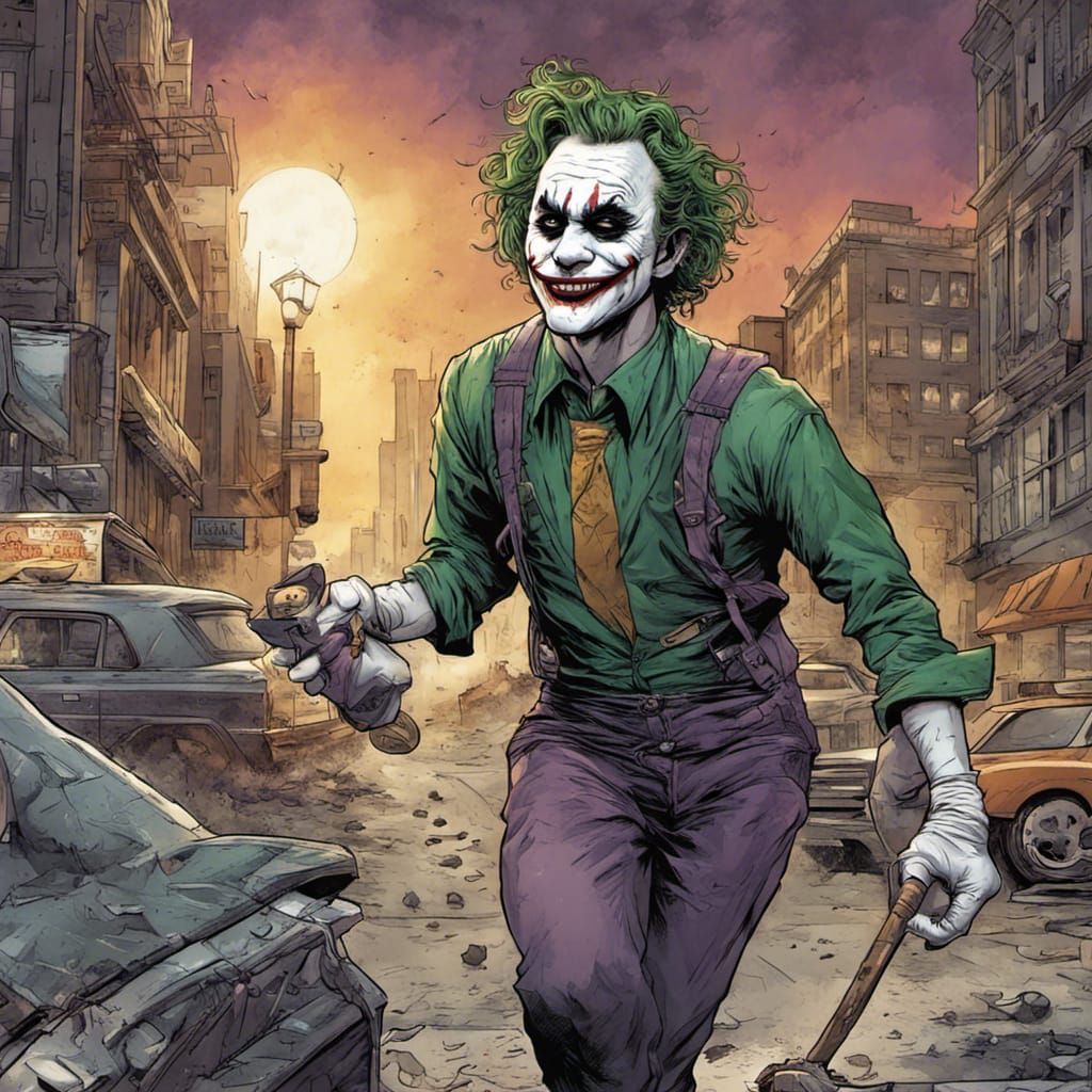 Joker Plays Disc Golf During Bank Robbery: Comic Book Art