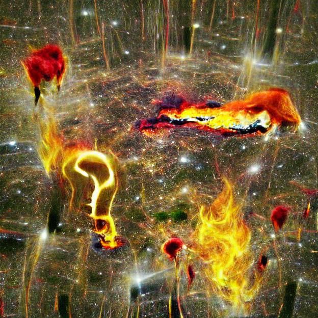 Fiery Cosmic Inferno: A Vision of Burning Space