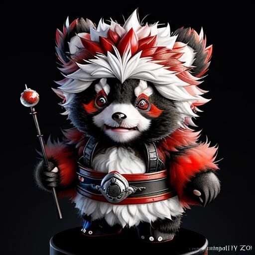 Knitted Red Panda with Feather Mohawk