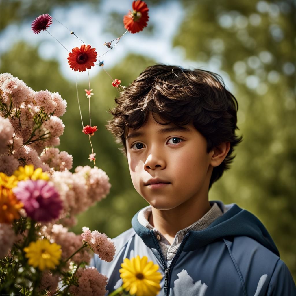 Boy Flying Kite in Sunny Park: Professional Portrait