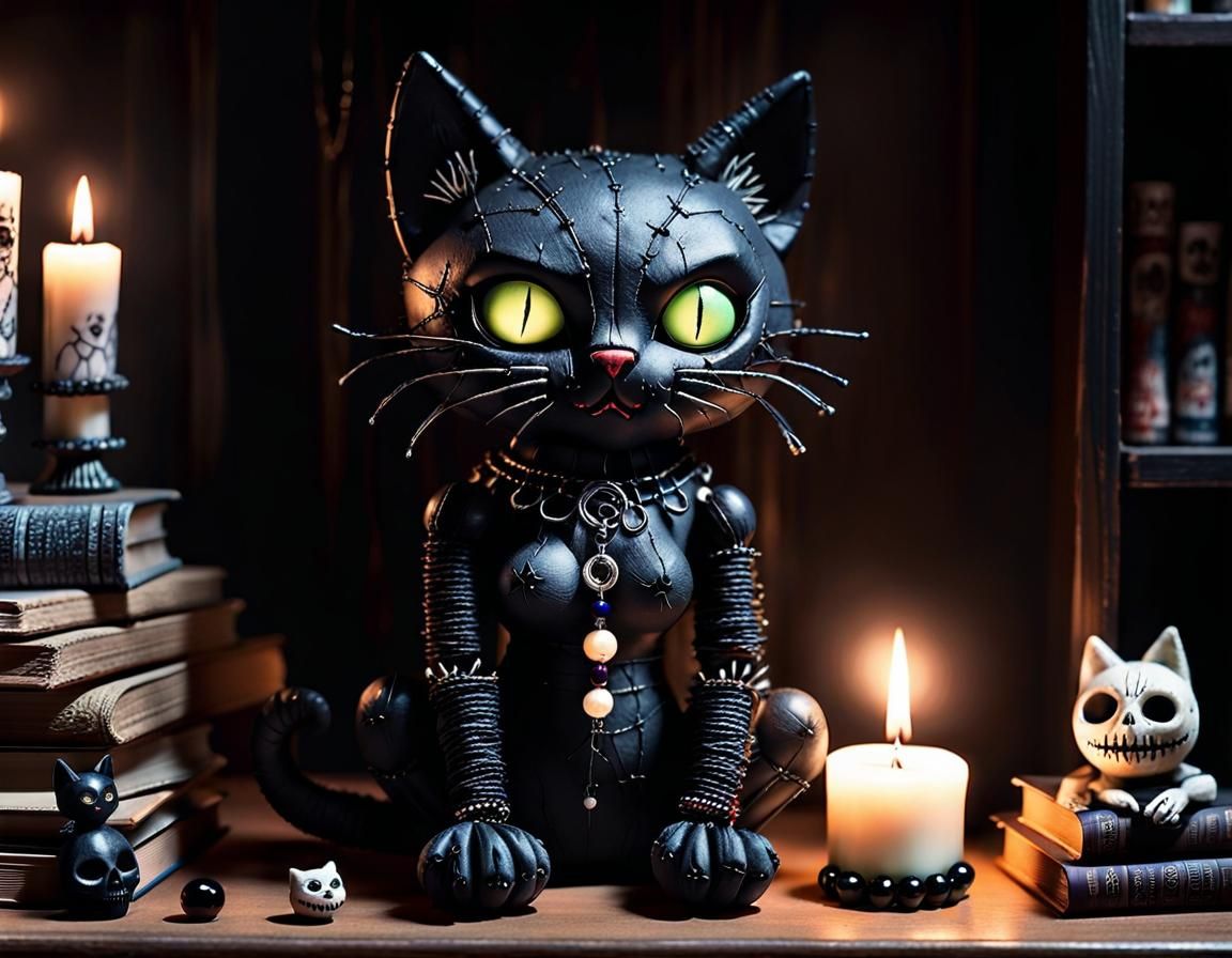 Horror Comic Art: Black Cat Voodoo Doll
