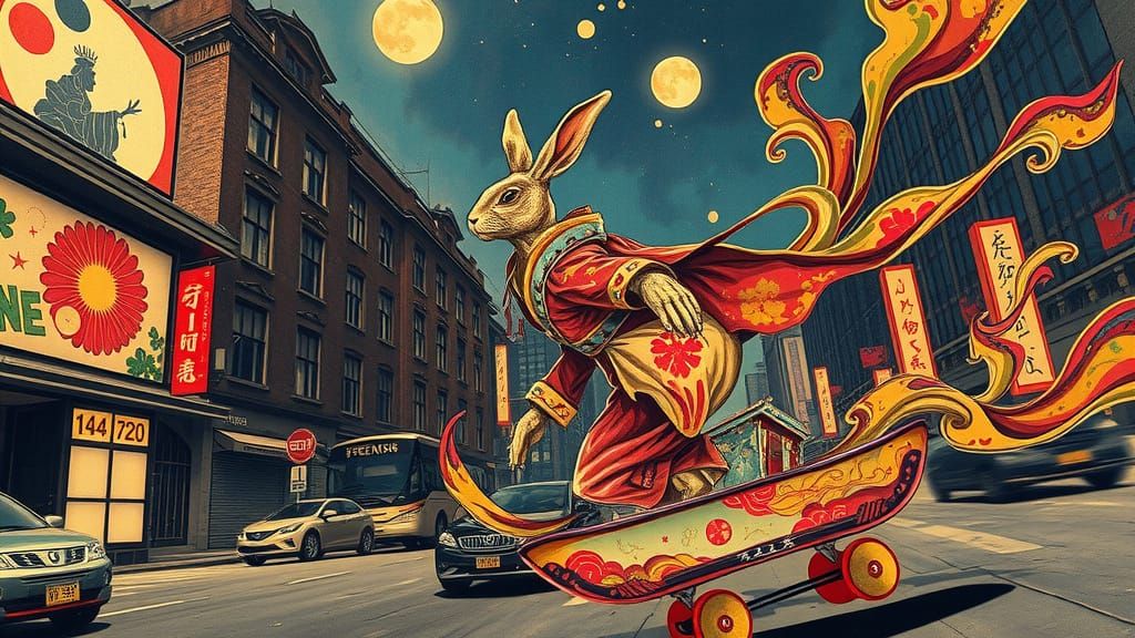 Skateboarding rabbit