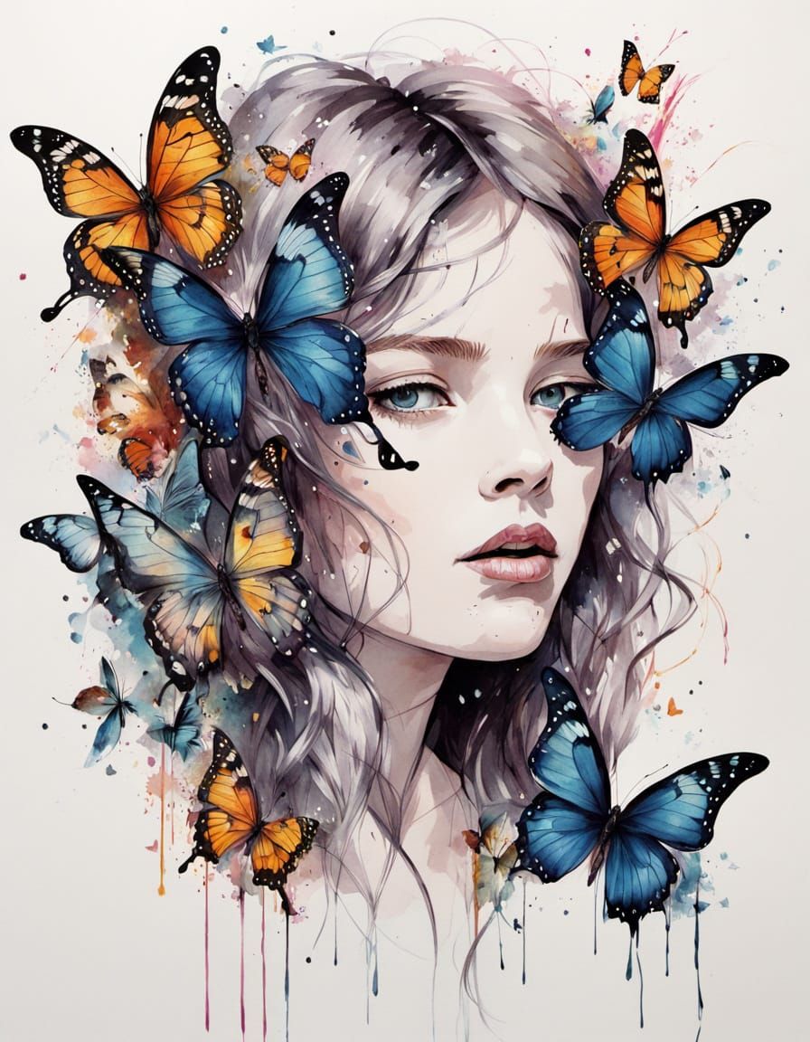 Woman Forest Spirit Made of Butterflies