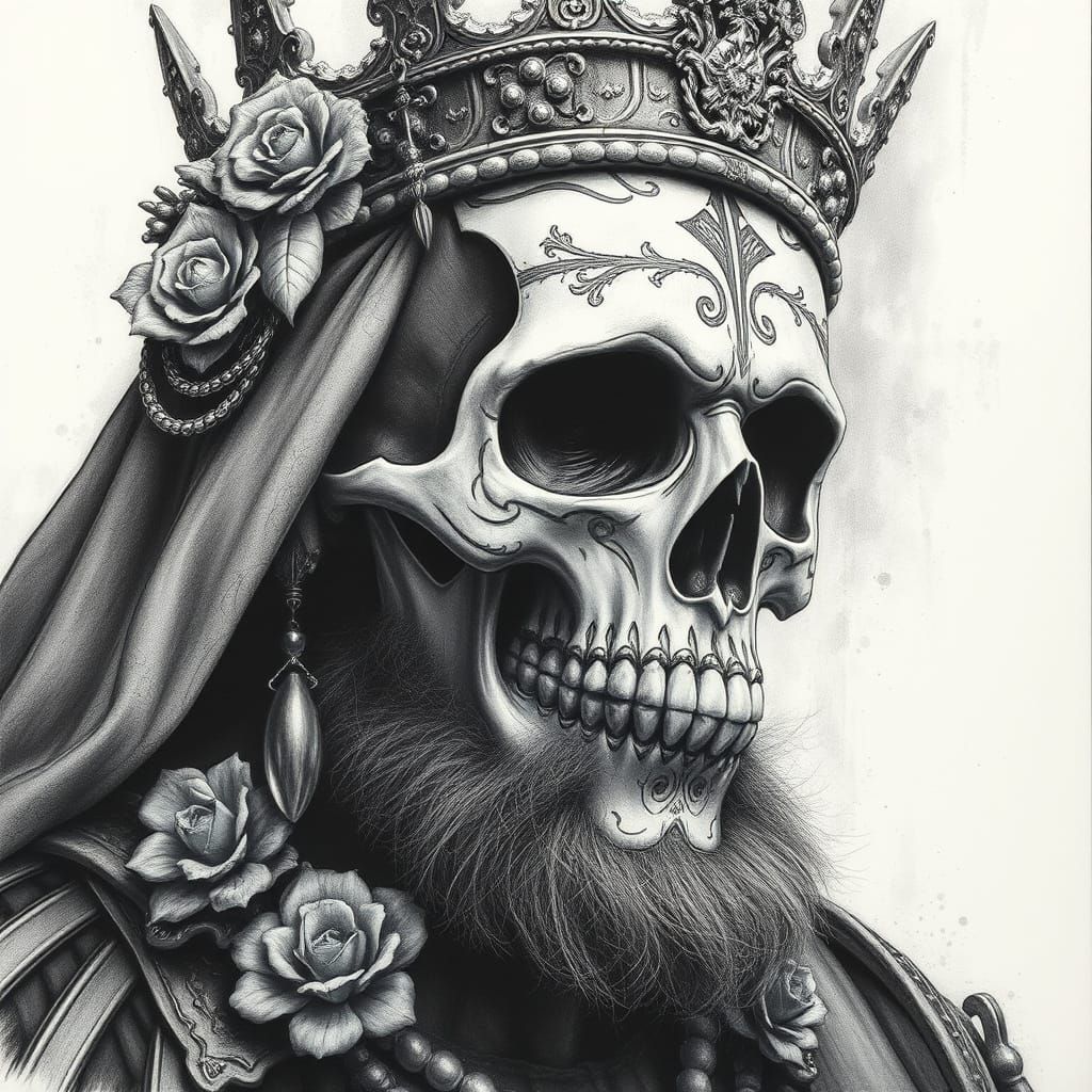 Día de los Muertos King in Hyperdetailed Charcoal