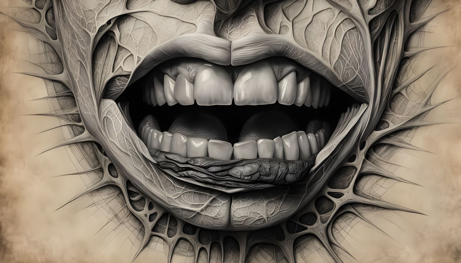 Dissected Lips in Dramatic Golden Light