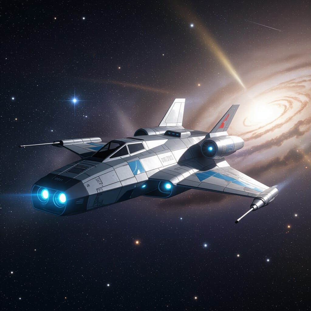 Futuristic Spaceship Soaring Through Starry Expanse