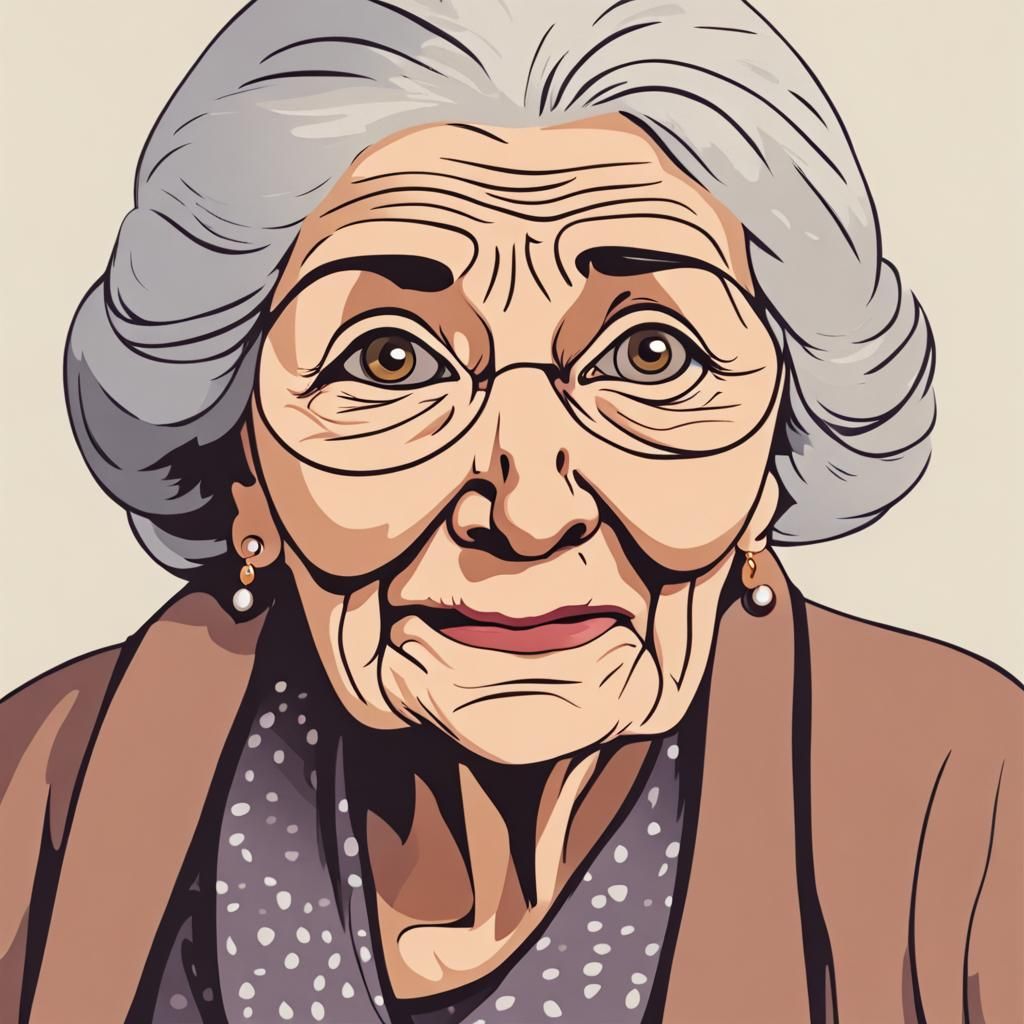 Animated Portrait of an Old Lady Speaking