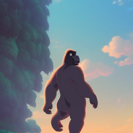 Gorilla in Studio Ghibli Anime Style