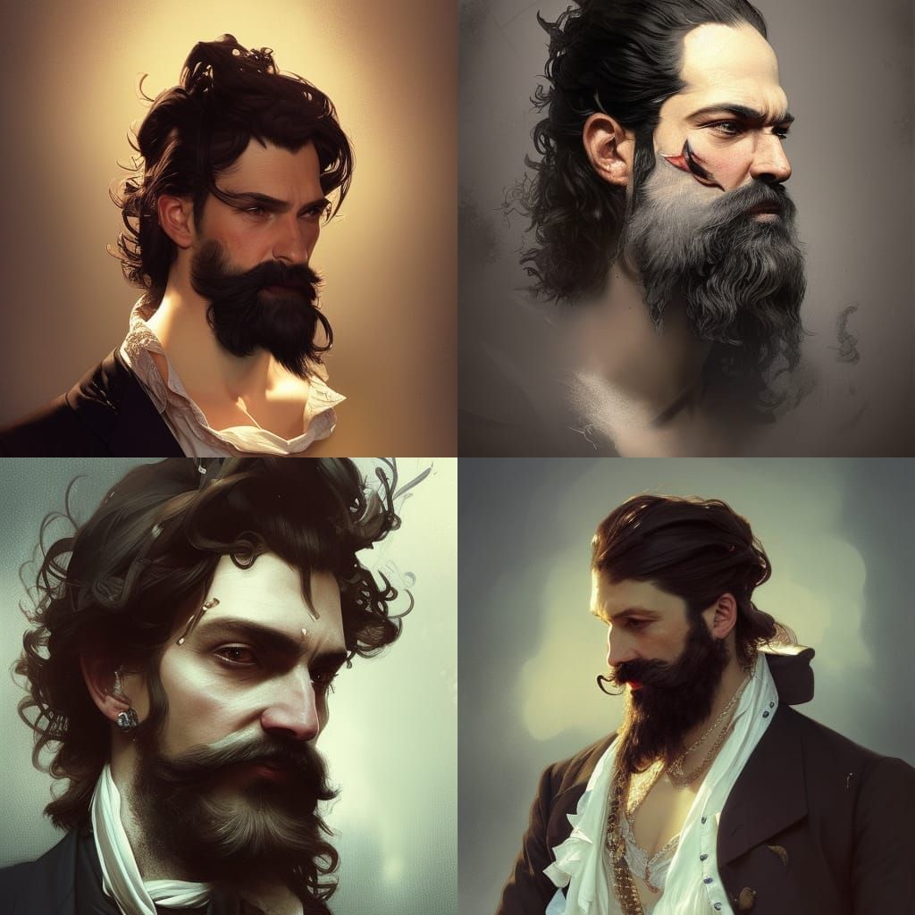 Suave Pirate Aristocrat Portrait in Art Nouveau Style