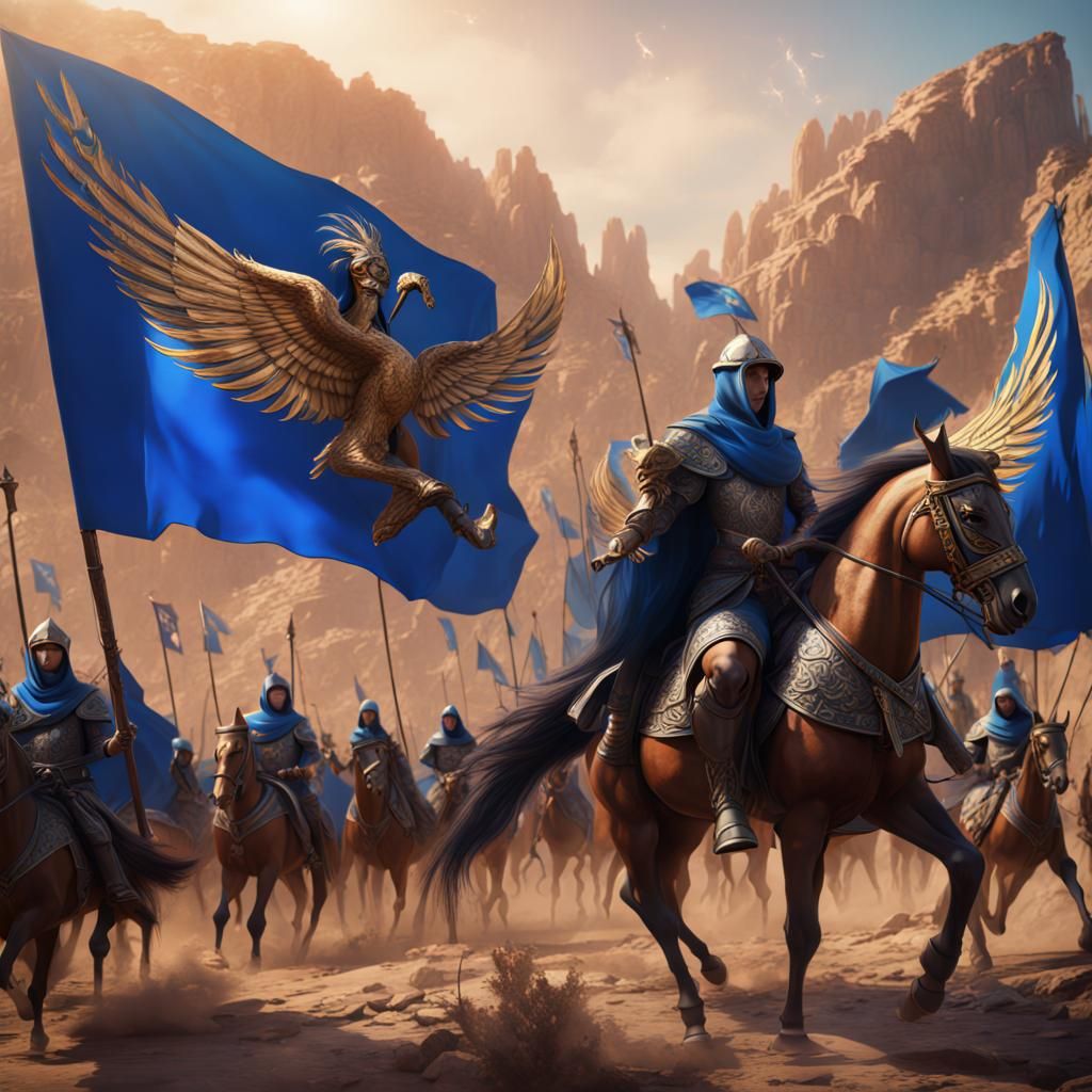 Seljuk Army with Phoenix Logo in Detailed Matte Painting