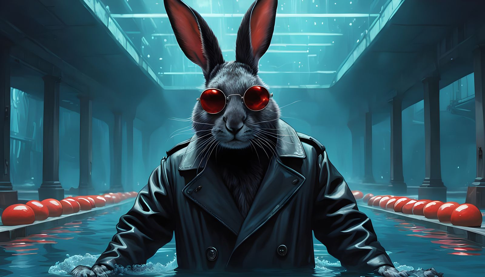 Sleek Rabbit Navigates Virtual Reality Pool of Psychedelic P...
