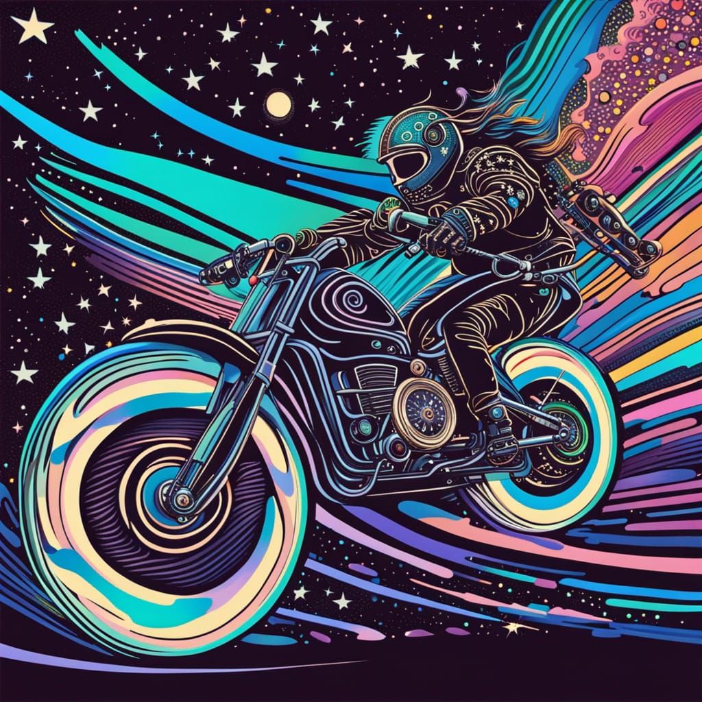 Psychedelic Motorbike Rides Into Dawn Sky