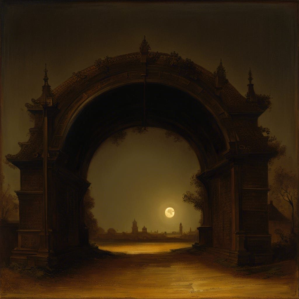 Moon Gate in Rembrandt Style