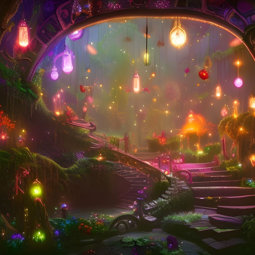 Whimsical Fairy Wonderland with Glowing Lights