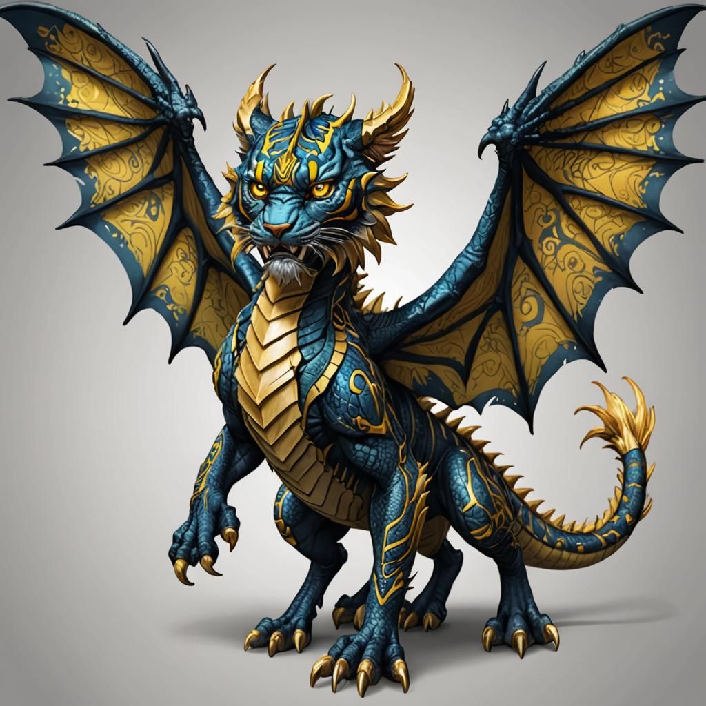 Tiger-Dragon Hybrid with Wings Spread