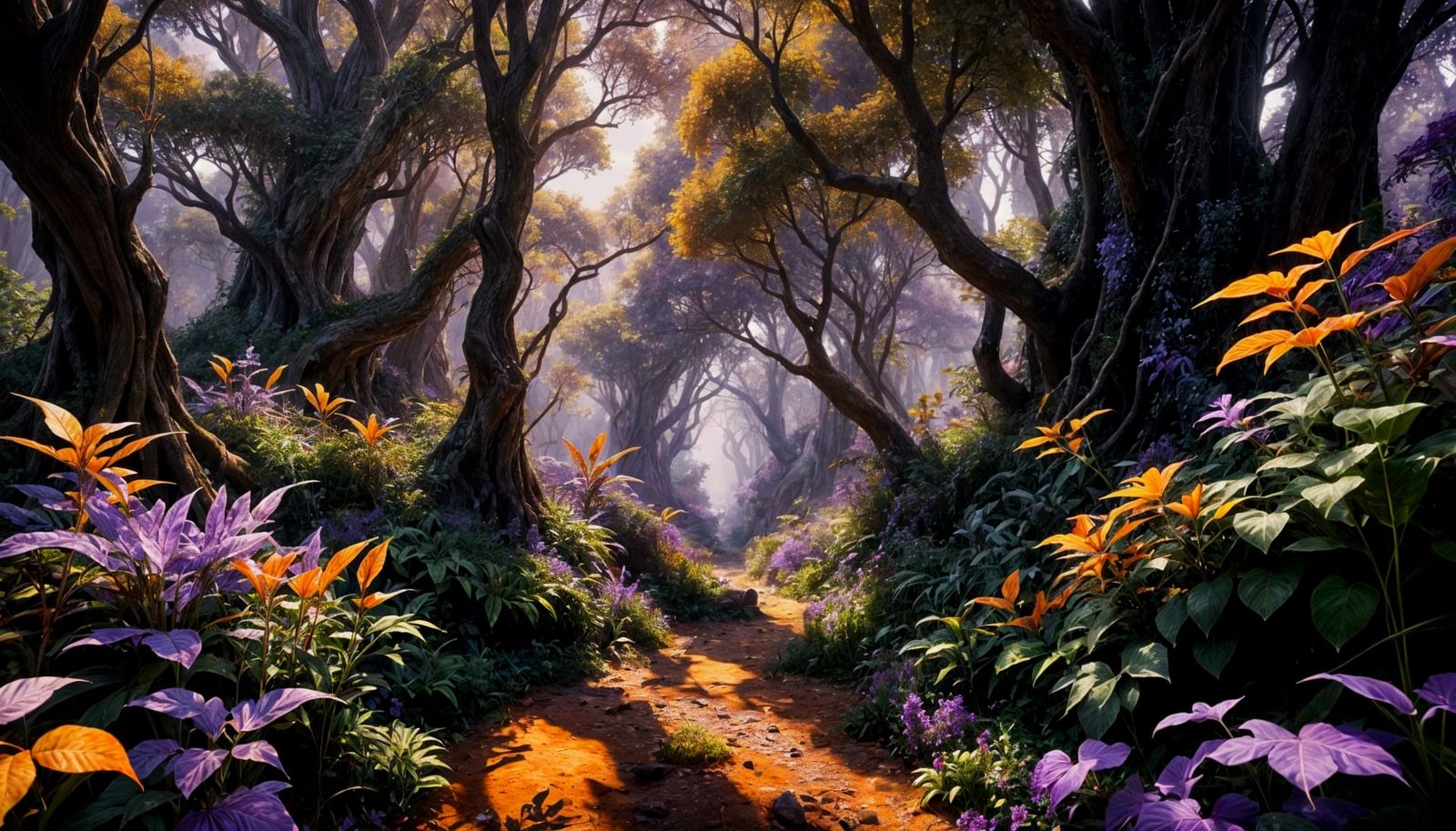 Ethereal Beauty: Otherworldly Landscape in Orange and Violet