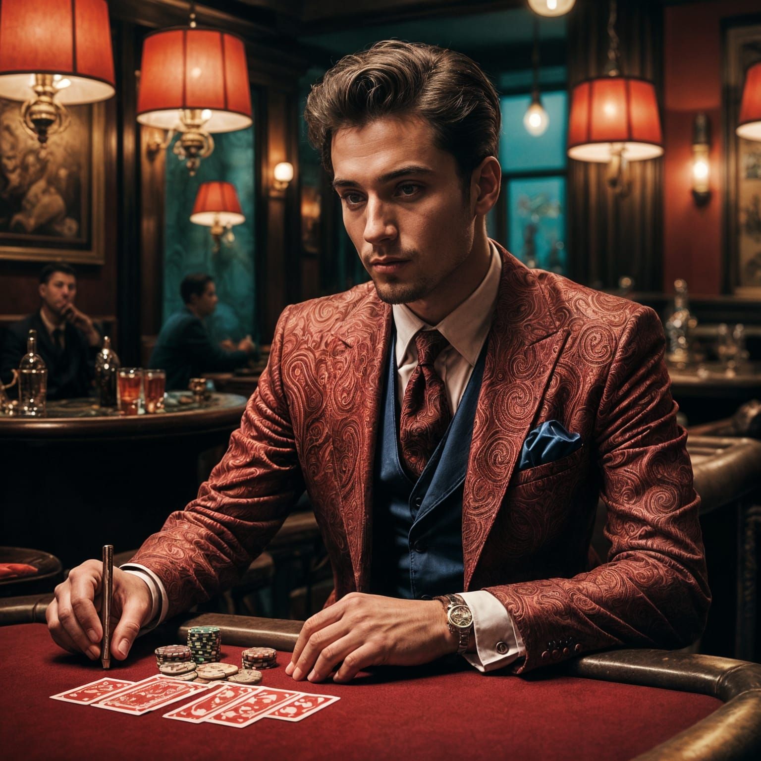 Young Romani Man in 1920s Jazz Bar