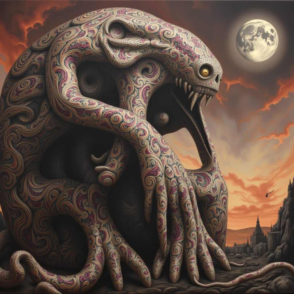 Abstract Scratch Art Monsters with Delicate Features