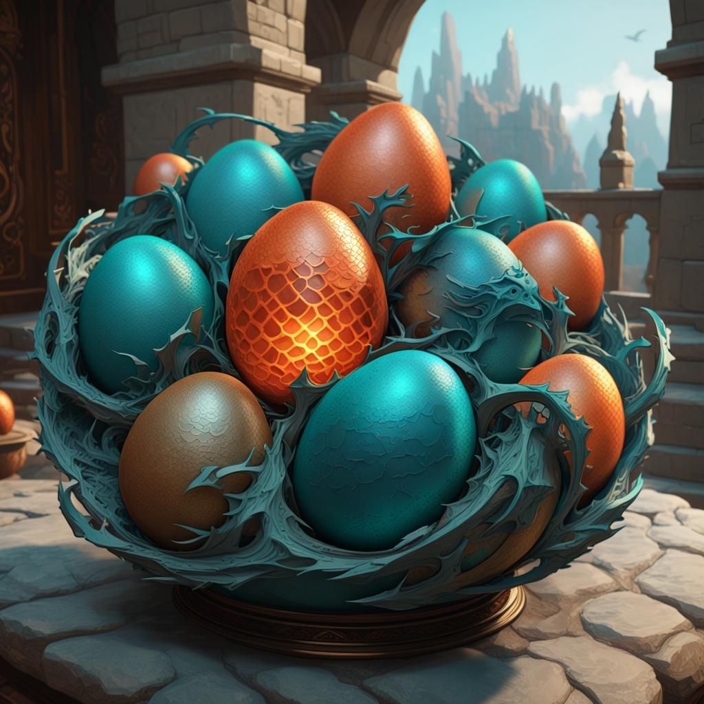 Dragon Egg Nest: Hyperdetailed Concept Art
