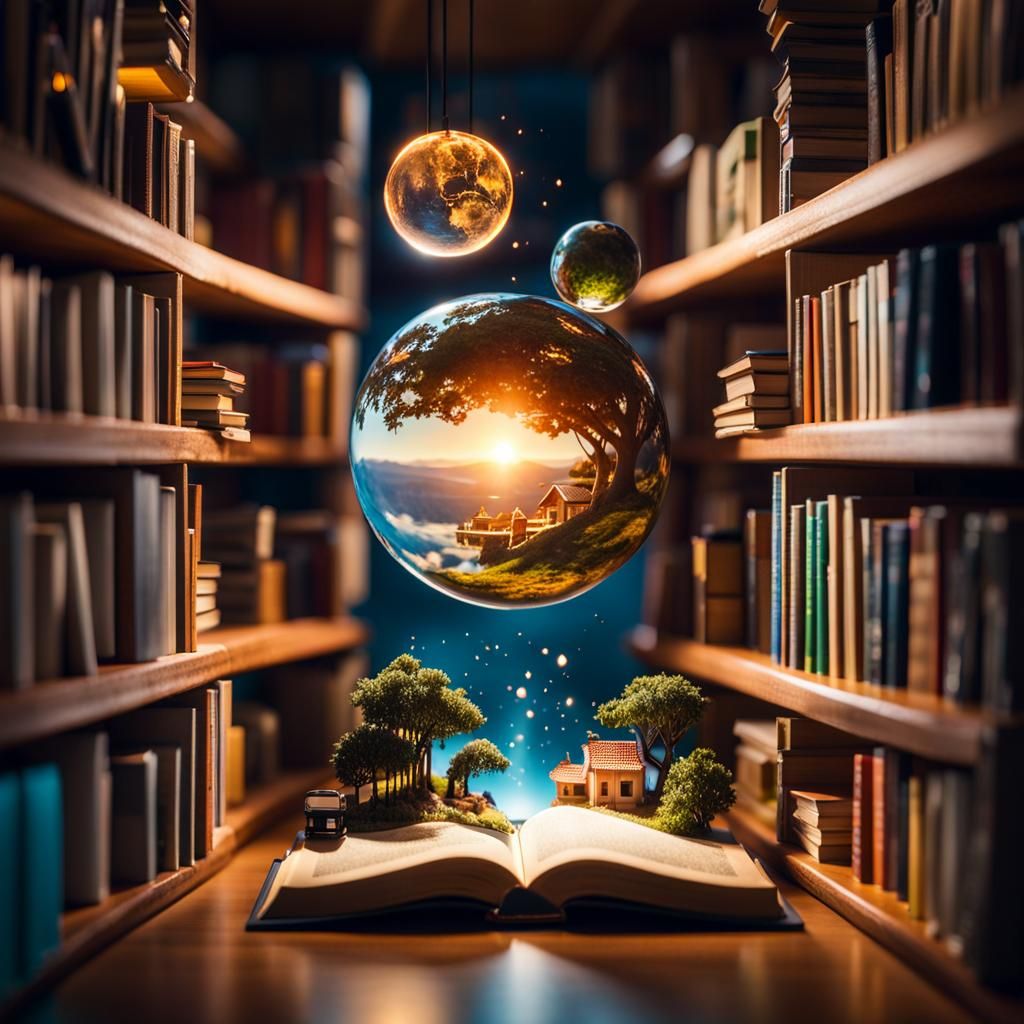 Magical Tiny World Revealed in Bookshelf Gap