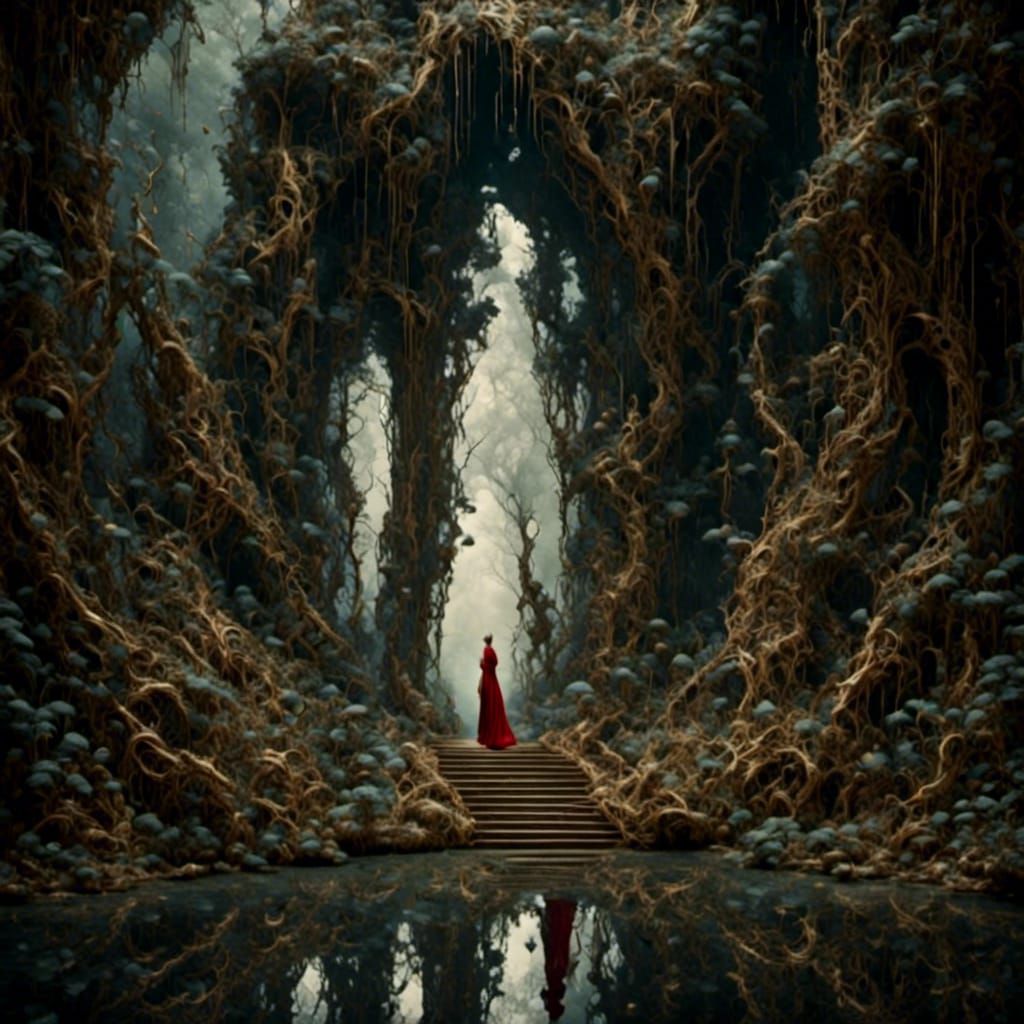 Hidden Temple in Dense Forest, Digital Art