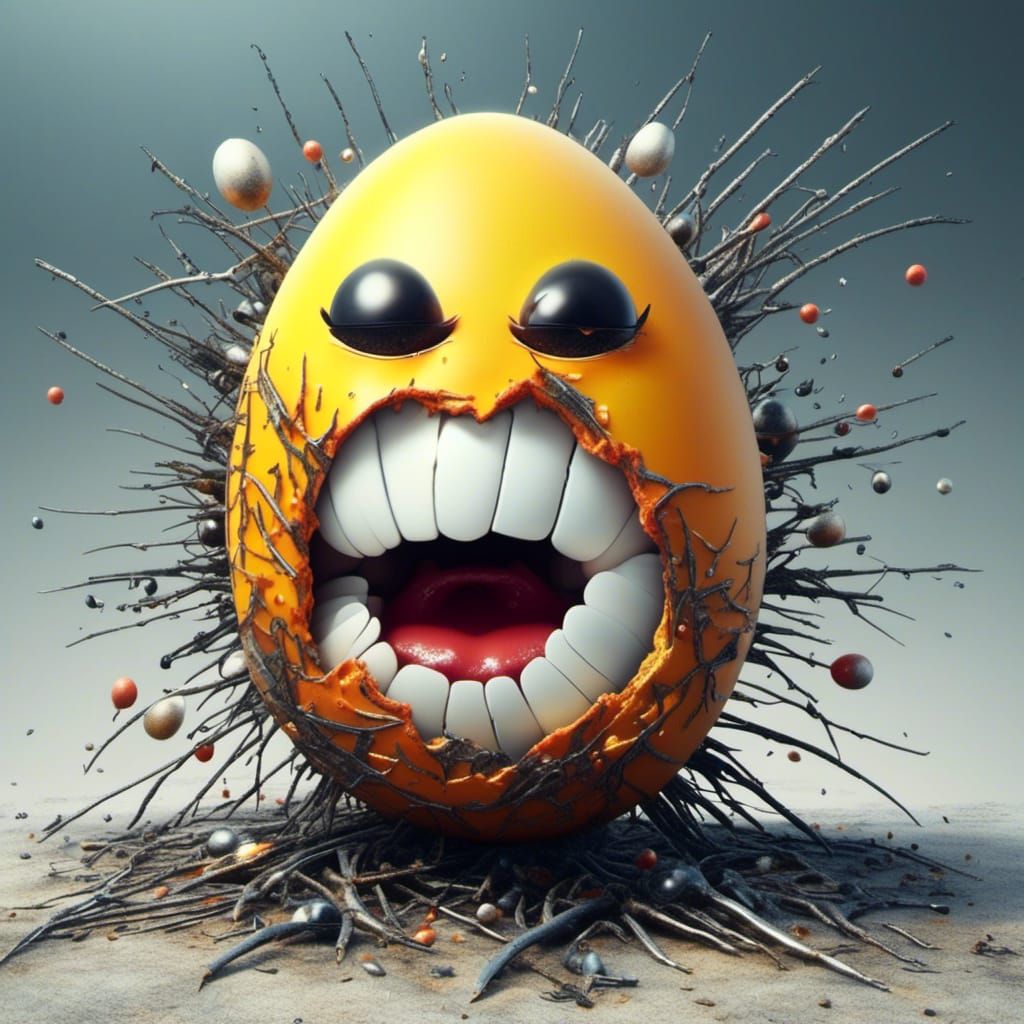 Angry Egg in Comic Book Style