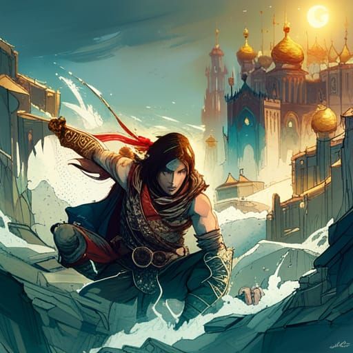 Prince of Persia with Golden Outlines