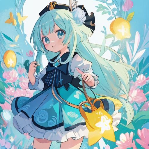 Anime Girl in Ama Rorita Fashion, Cel-Shaded Style