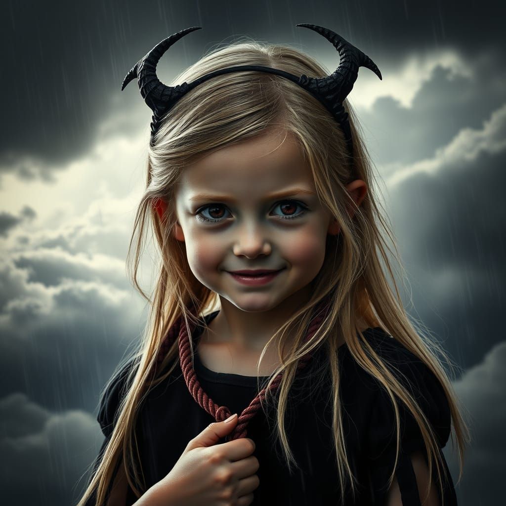 Mysterious 5-Year-Old Girl with Fiery Red Eyes and Diabolica...