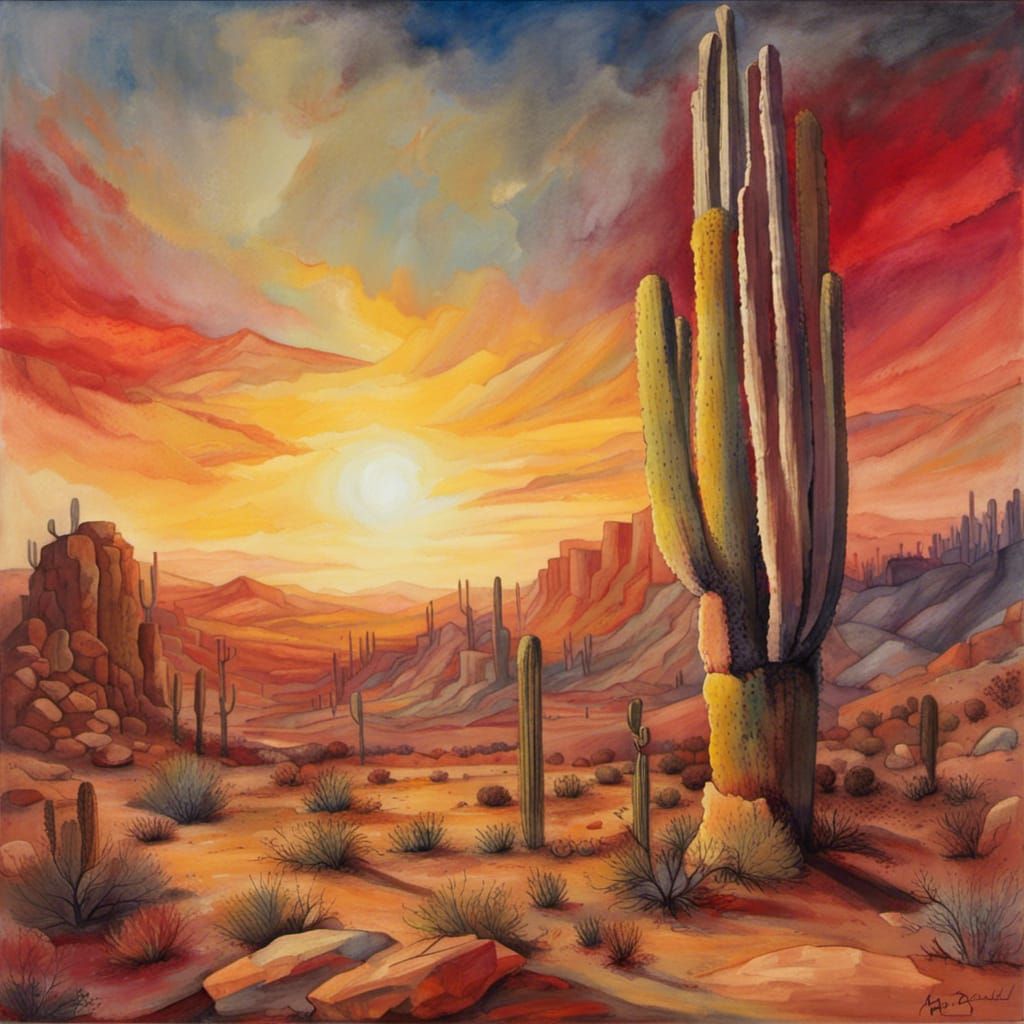 Desert Sunrise: Impressionist Landscape Painting