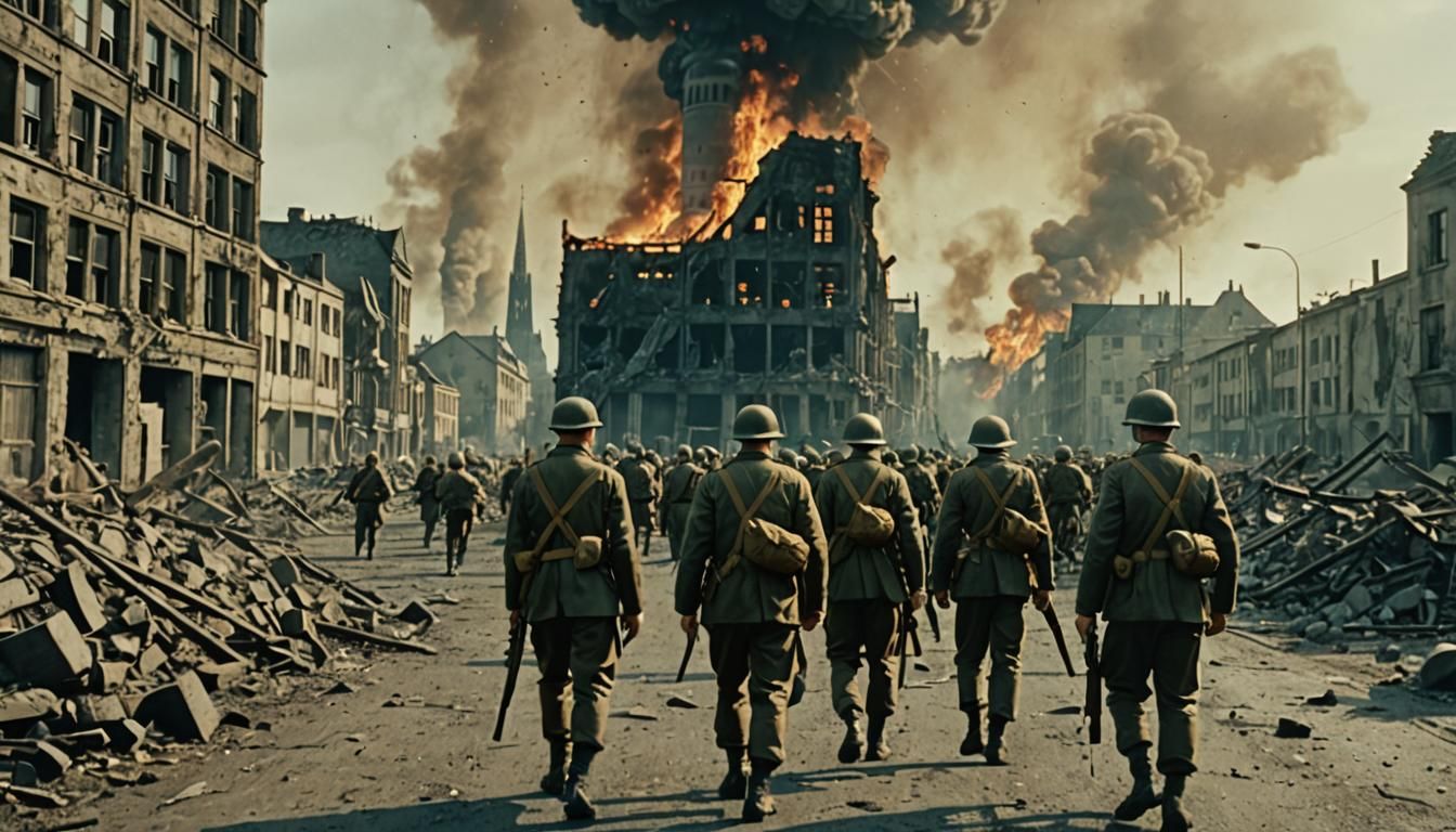 Post-Nuclear Aftermath: Soldiers in Ruined Cologne