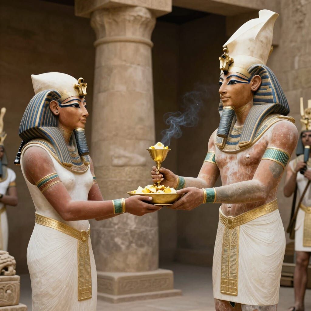 Ramses II and Meritamun Offer Sacrifices to Gods