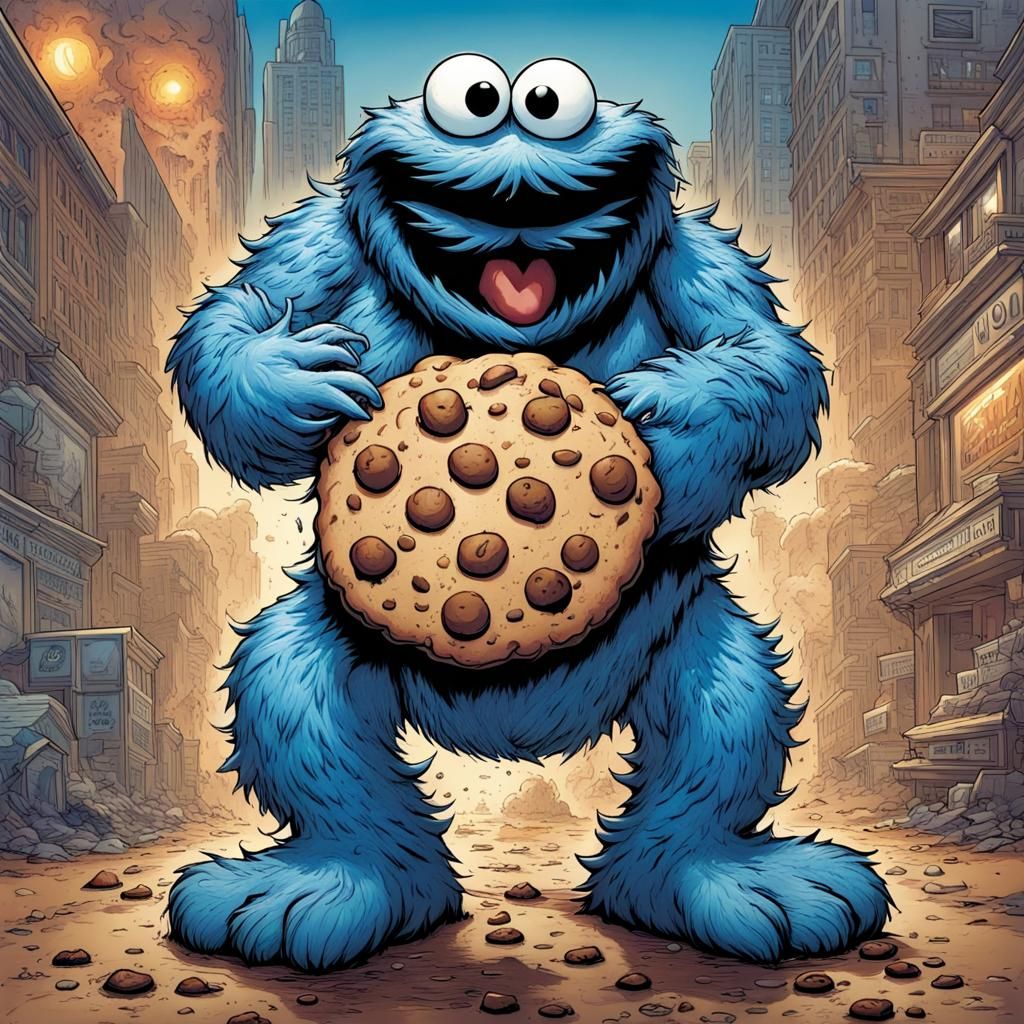 Cookie Monster in Comic Book Style