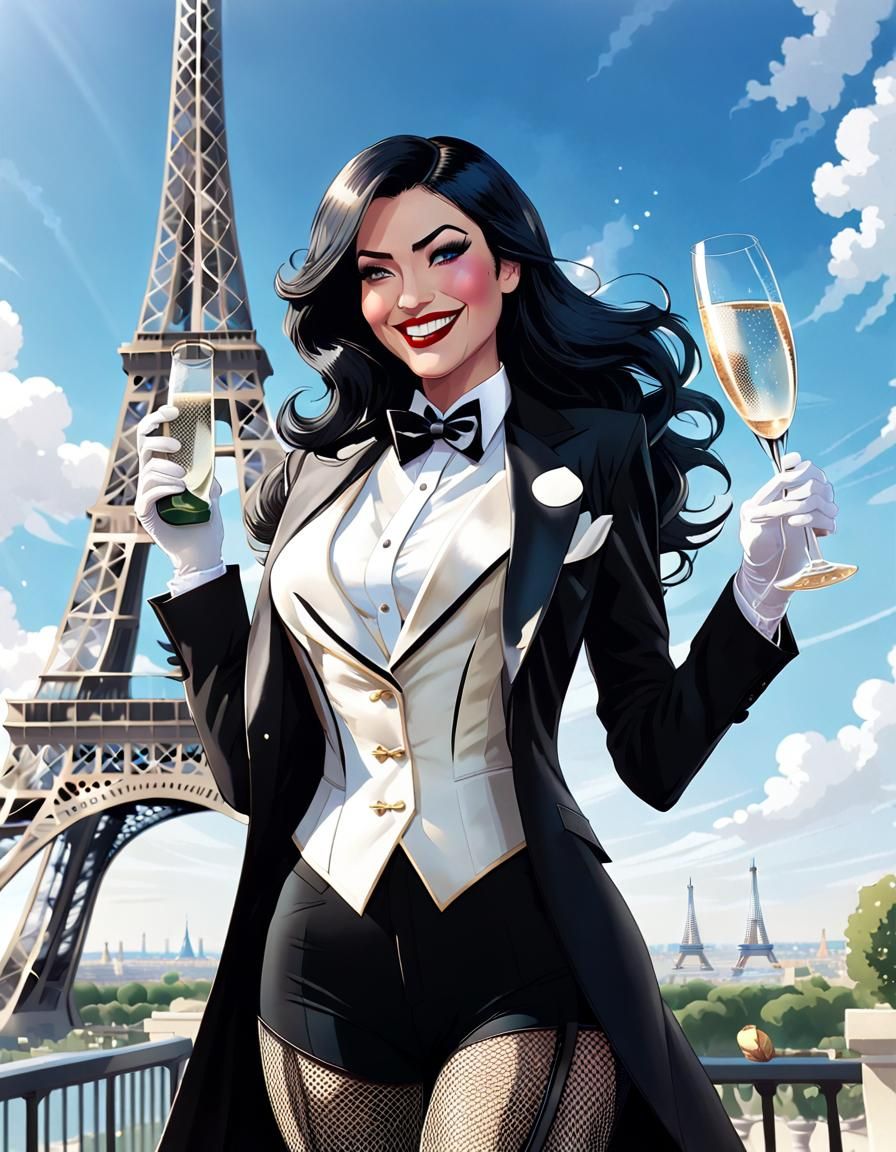 Zatanna Celebrates in Paris with Champagne