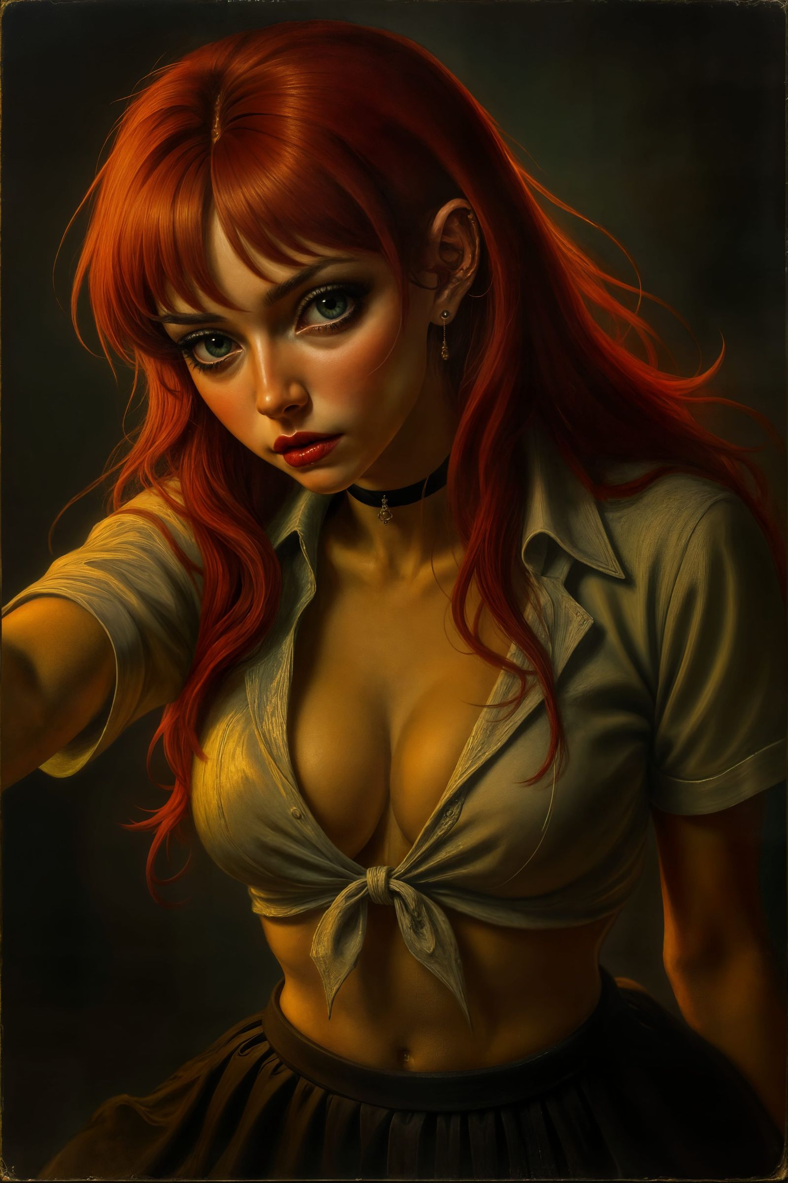 Alien Landscape Oil Painting in Giger Style