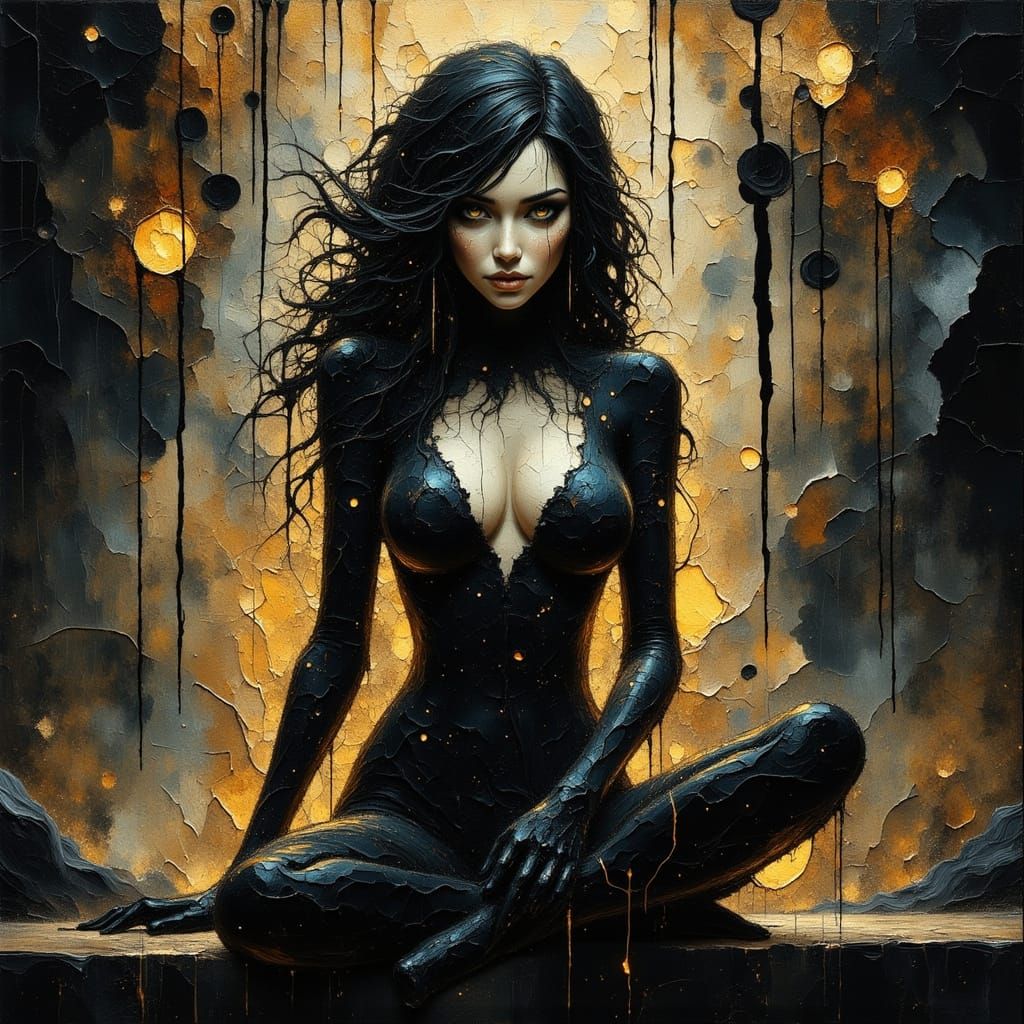 Surreal Cosmic Goddess with Viscous Shadow Form