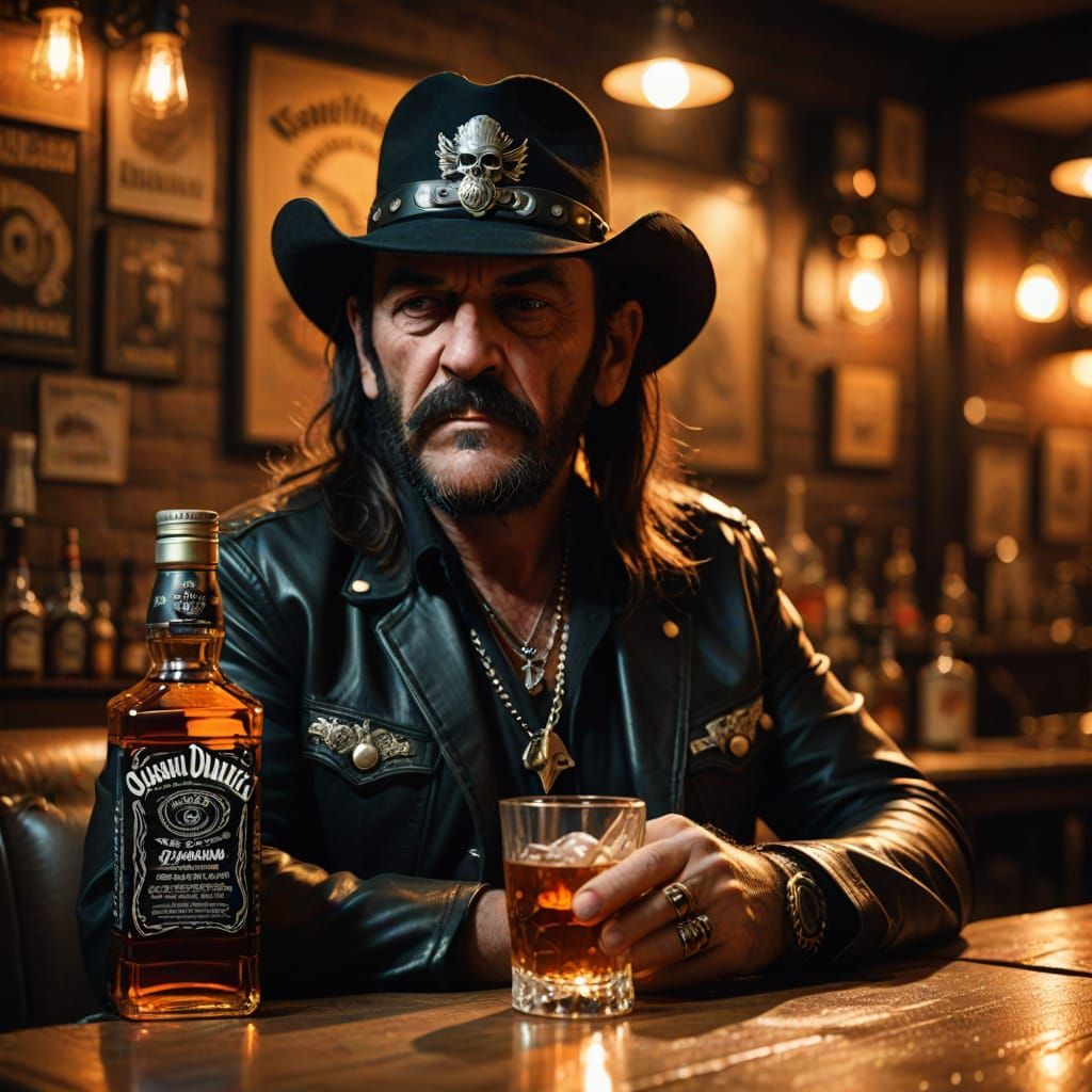 Legendary Rockstar Lemmy Kilmister in Warm, Vibrant Portrait