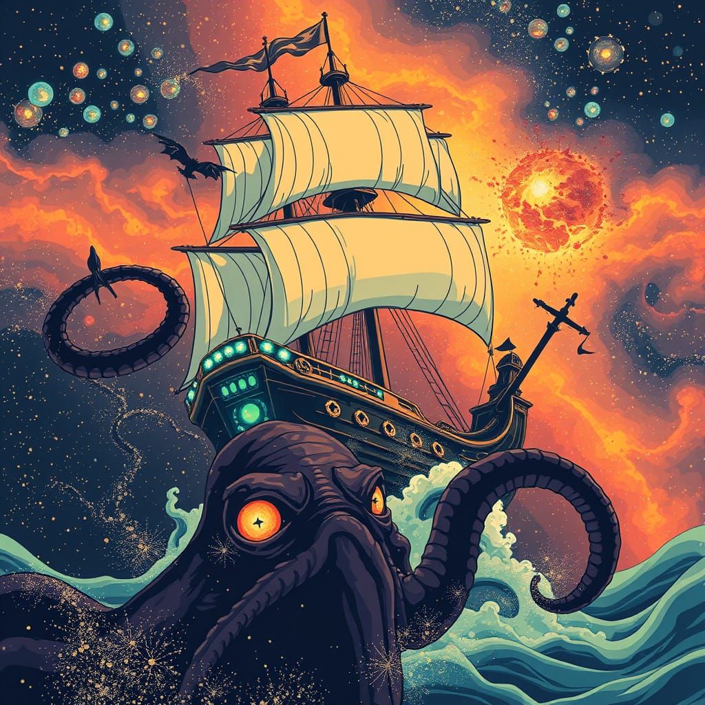 A pirate ship in trouble