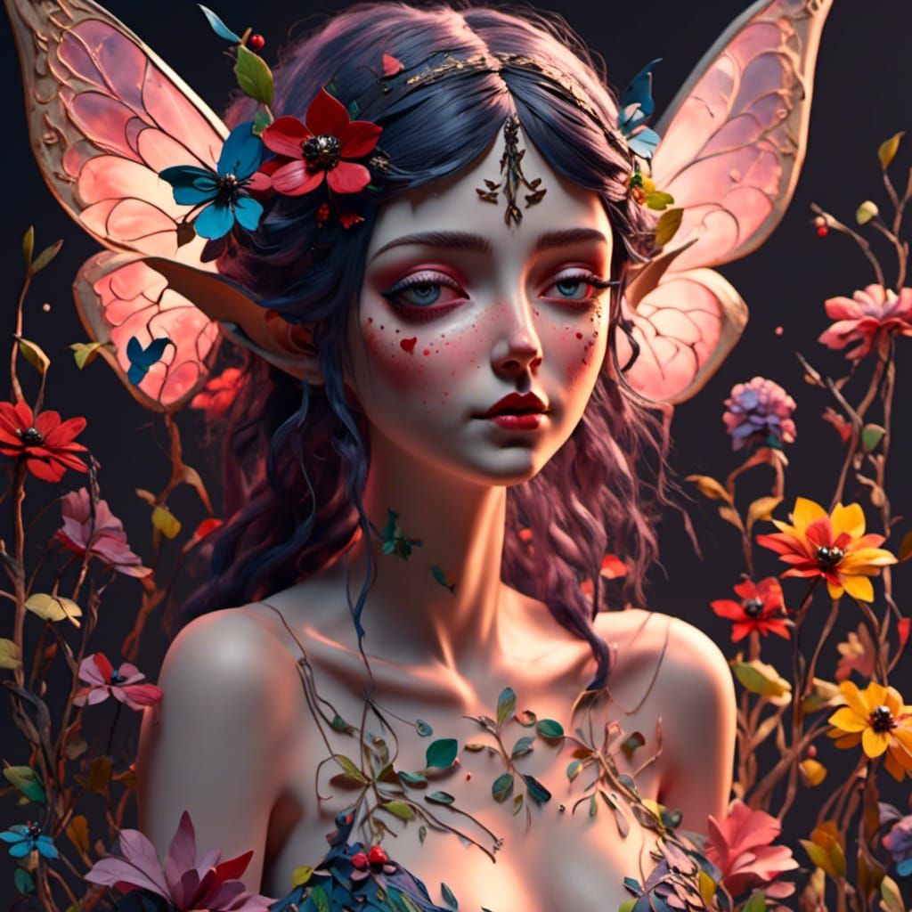 Colorful Fairy Tattoo in Neo-Traditional Style